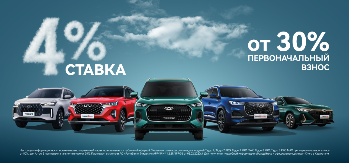 Льготное кредитование 4% на модели Chery.